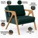 Kit 04 Poltronas Decorativa Para Sala Pietra Estrutura De Madeira L02 Linho Verde Musgo - Lyam Decor