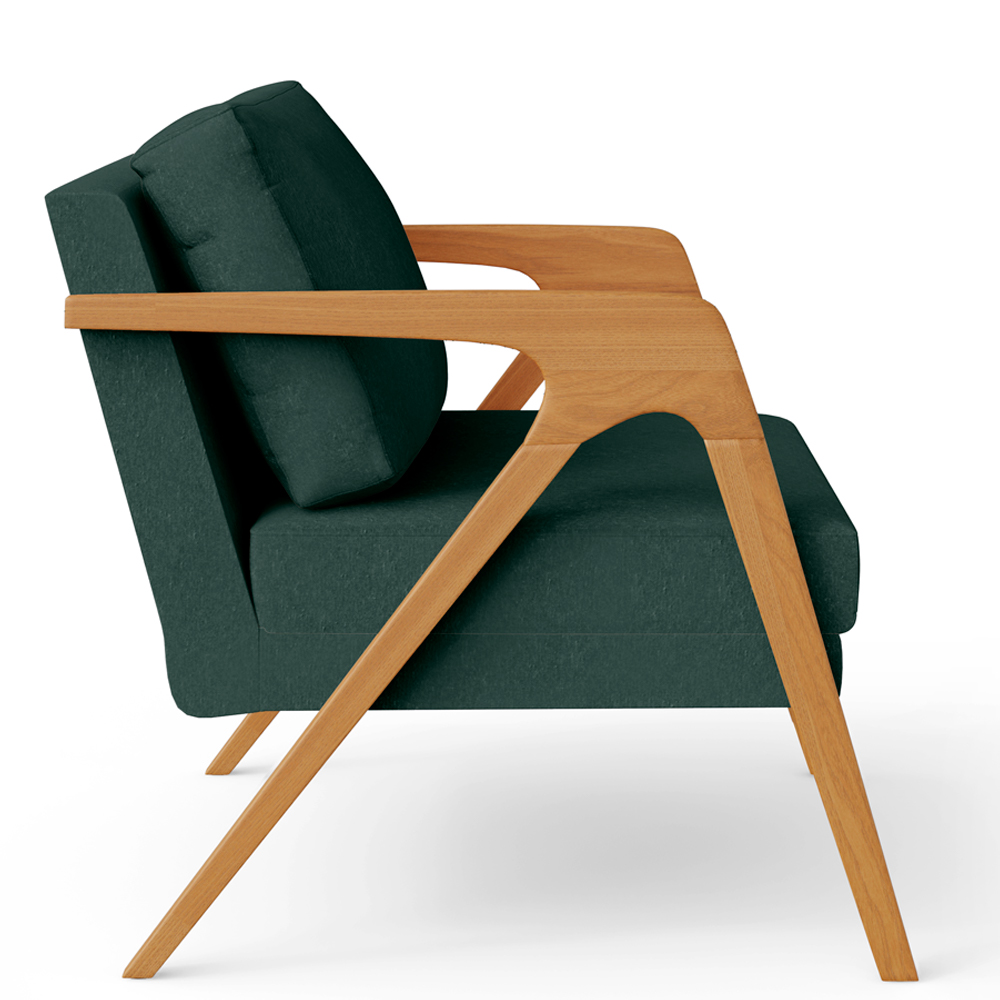 Kit 04 Poltronas Decorativa Para Sala Pietra Estrutura De Madeira L02 Linho Verde Musgo - Lyam Decor