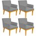 Kit 04 Poltronas Decorativa Para Sala de Estar Base Mel Beatriz W01 Corano Cinza - Lyam Decor