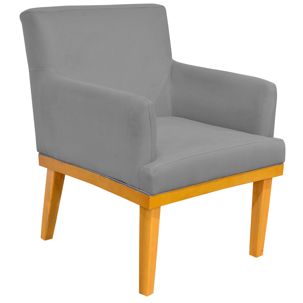 Kit 04 Poltronas Decorativa Para Sala de Estar Base Mel Beatriz W01 Corano Cinza - Lyam Decor