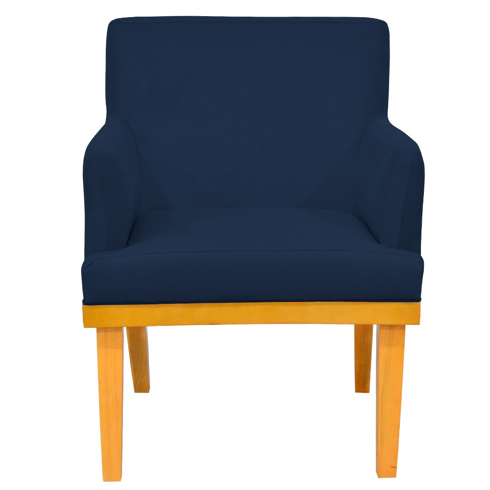 Kit 04 Poltronas Decorativa Para Sala de Estar Base Mel Beatriz W01 Suede Azul Marinho - Lyam Decor