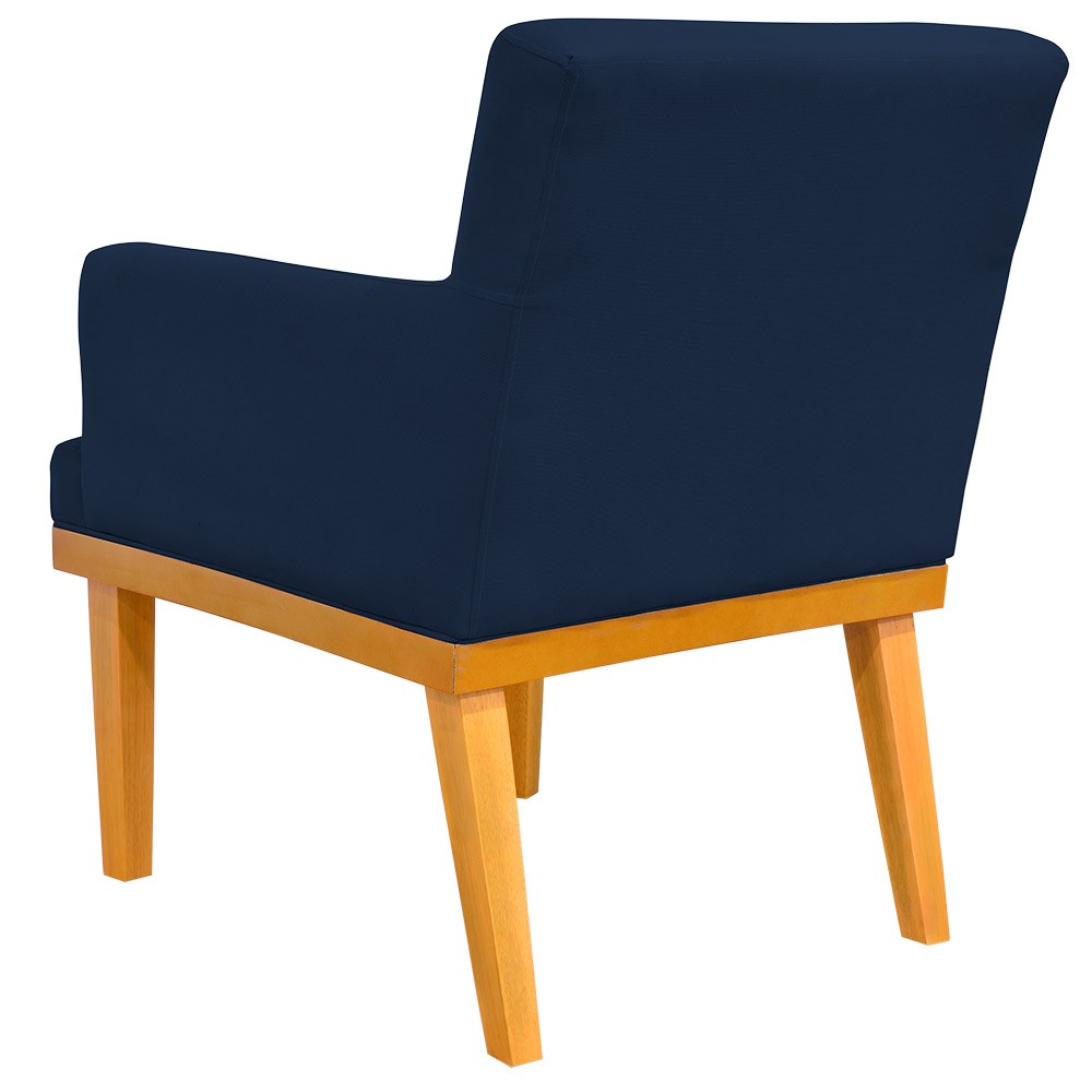 Kit 04 Poltronas Decorativa Para Sala de Estar Base Mel Beatriz W01 Suede Azul Marinho - Lyam Decor