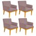 Kit 04 Poltronas Decorativa Para Sala de Estar Base Mel Beatriz W01 Suede Rosê - Lyam Decor