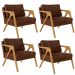 Kit 04 Poltronas Decorativa Sala Estar Pietra Com Estrutura Madeira L02 Couríssimo Marrom-Lyam Decor