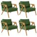 Kit 04 Poltronas Decorativa Sala Pietra Com Estrutura Madeira L02 Facto Verde Musgo - Lyam Decor