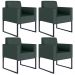 Kit 04 Poltronas Decorativa Sala Recepção Base Fixa De Metal Helô L02 Linho Verde Musgo - Lyam Decor