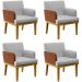 Kit 04 Poltronas Decorativas Para Sala Estar Beatriz W01 Linho Cinza Couríssimo Camel - Lyam Decor