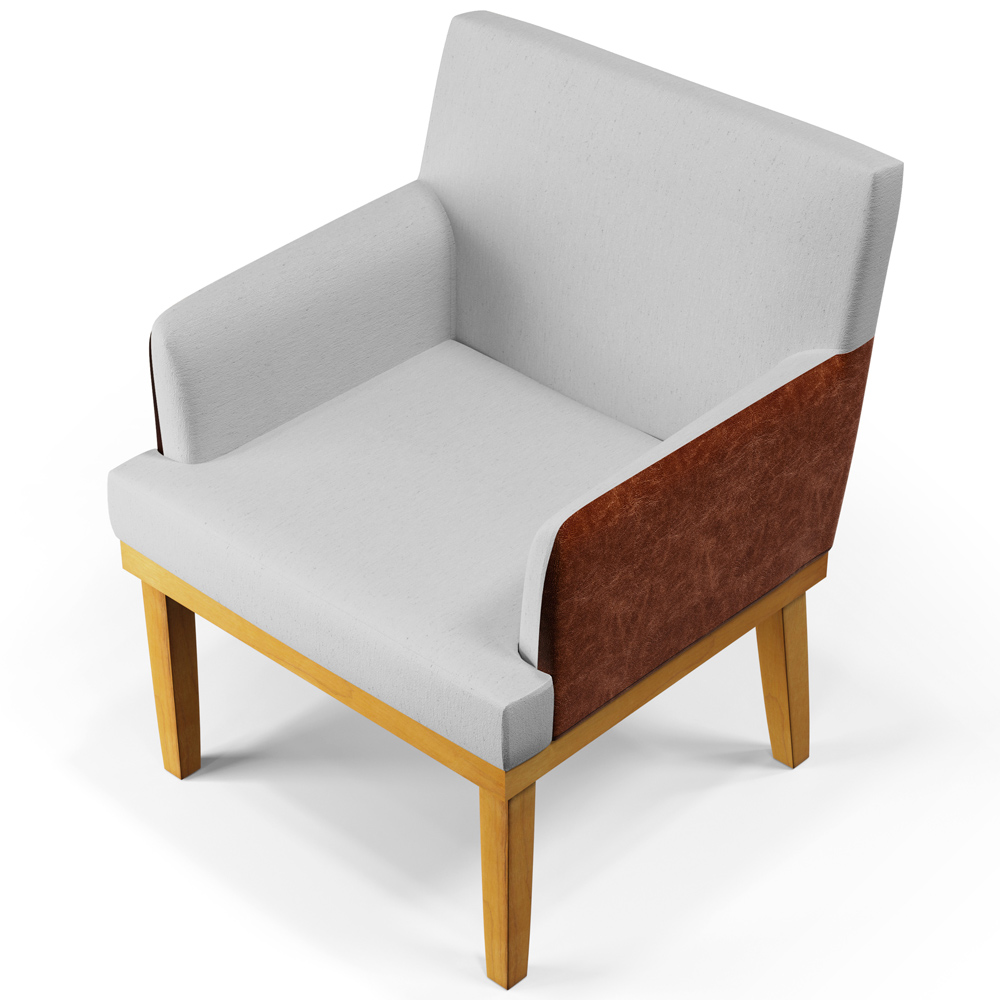 Kit 04 Poltronas Decorativas Para Sala Estar Beatriz W01 Linho Cinza Couríssimo Camel - Lyam Decor