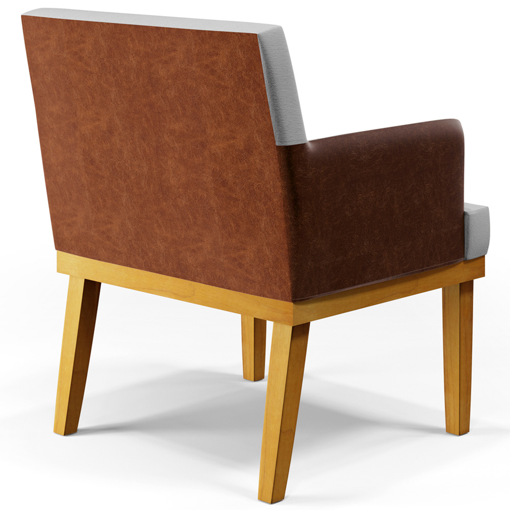 Kit 04 Poltronas Decorativas Para Sala Estar Beatriz W01 Linho Cinza Couríssimo Camel - Lyam Decor