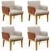 Kit 04 Poltronas Decorativas Para Sala Estar Beatriz W01 Linho Cru Couríssimo Camel - Lyam Decor