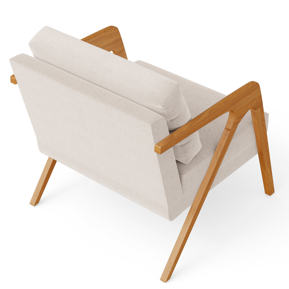 Kit 04 Poltronas Decorativas Para Sala Estar Pietra Estrutura De Madeira L02 Linho Cru - Lyam Decor