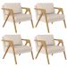 Kit 04 Poltronas Decorativas Para Sala Estar Pietra Estrutura De Madeira L02 Suede Bege - Lyam Decor