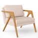 Kit 04 Poltronas Decorativas Para Sala Estar Pietra Estrutura De Madeira L02 Suede Bege - Lyam Decor