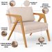 Kit 04 Poltronas Decorativas Para Sala Estar Pietra Estrutura De Madeira L02 Suede Bege - Lyam Decor
