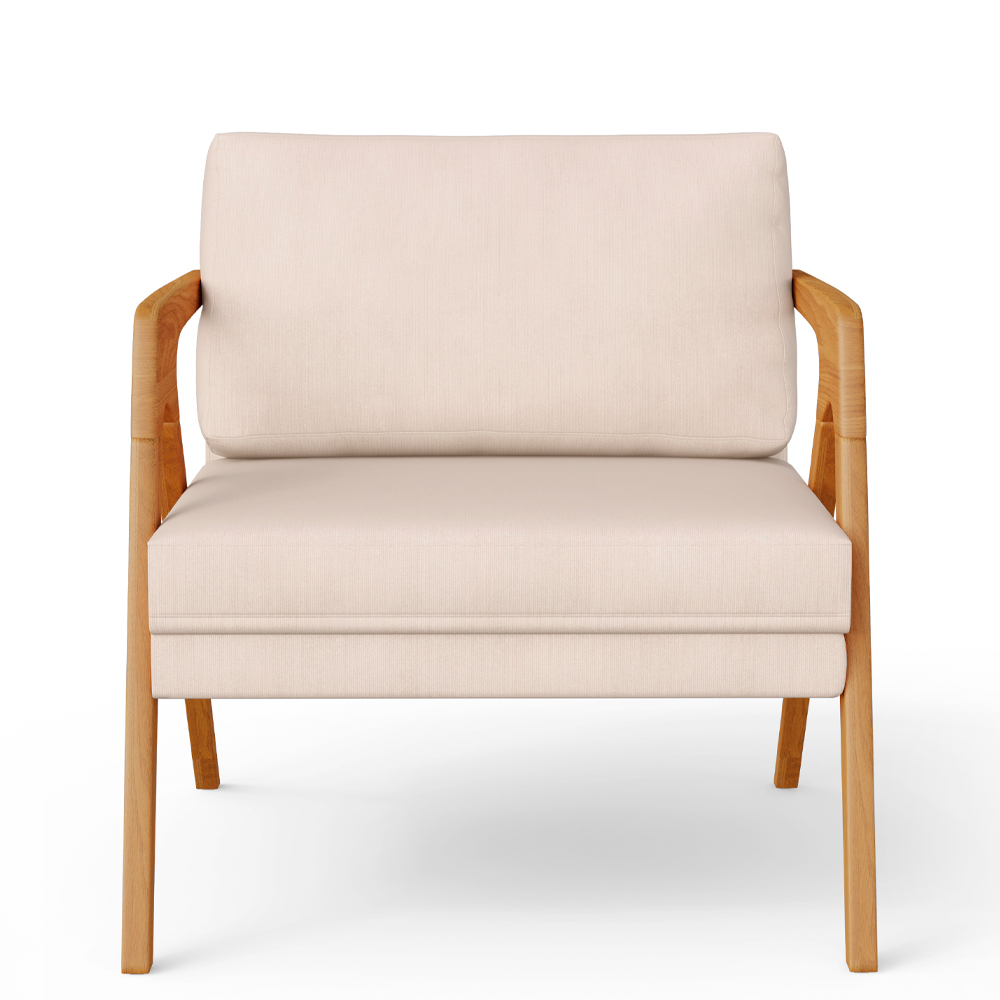 Kit 04 Poltronas Decorativas Para Sala Estar Pietra Estrutura De Madeira L02 Suede Bege - Lyam Decor