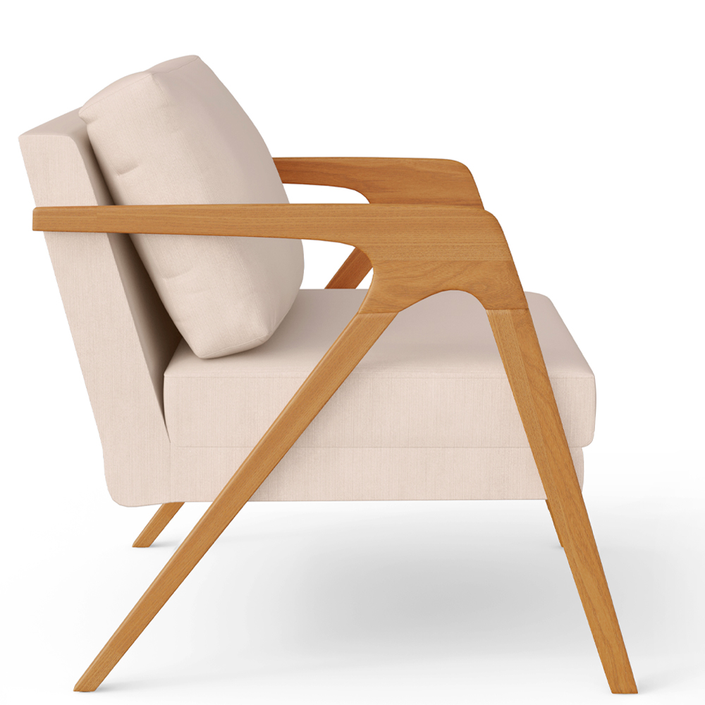 Kit 04 Poltronas Decorativas Para Sala Estar Pietra Estrutura De Madeira L02 Suede Bege - Lyam Decor