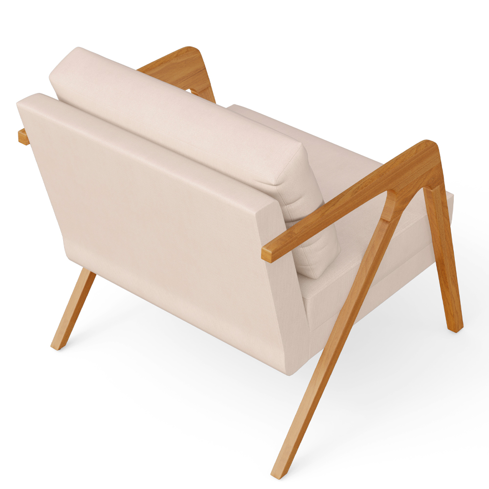 Kit 04 Poltronas Decorativas Para Sala Estar Pietra Estrutura De Madeira L02 Suede Bege - Lyam Decor