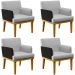 Kit 04 Poltronas Decorativas Para Sala de Estar Beatriz W01 Linho Cinza Couríssimo Preto - Lyam Decor