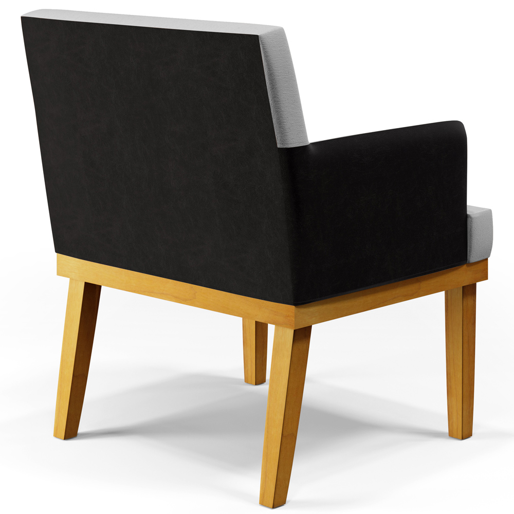 Kit 04 Poltronas Decorativas Para Sala de Estar Beatriz W01 Linho Cinza Couríssimo Preto - Lyam Decor