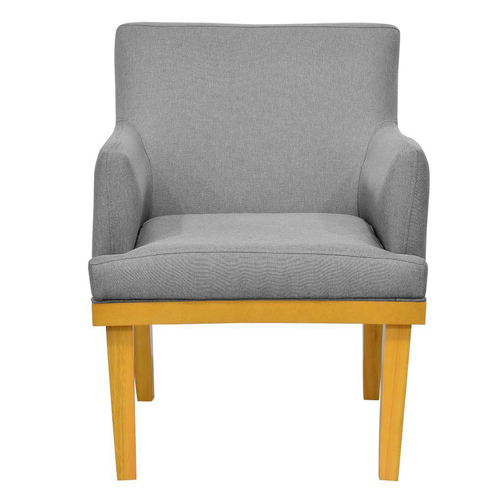 Kit 04 Poltronas Decorativas Para Sala de Estar Beatriz W01 Linho Cinza Escuro - Lyam Decor