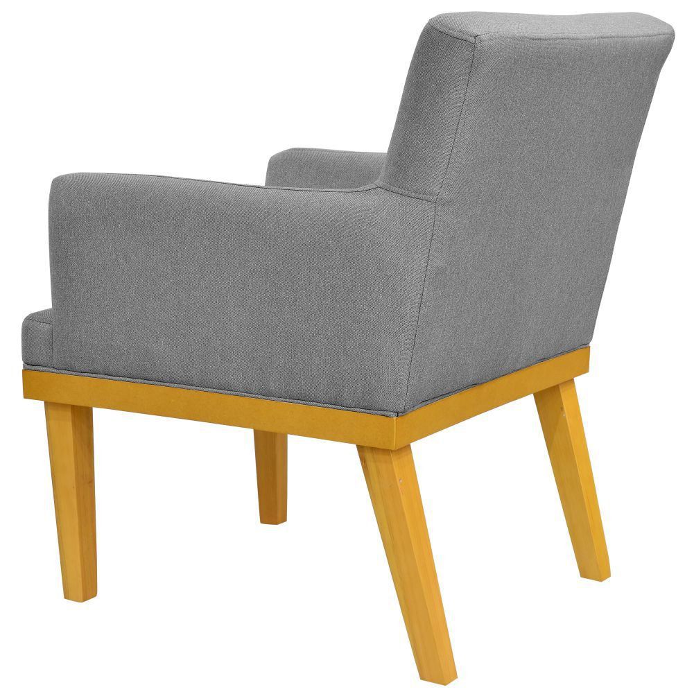 Kit 04 Poltronas Decorativas Para Sala de Estar Beatriz W01 Linho Cinza Escuro - Lyam Decor