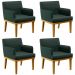 Kit 04 Poltronas Decorativas Para Sala de Estar Beatriz W01 Linho Verde Musgo - Lyam Decor