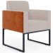 Kit 04 Poltronas Decorativas Sala Base Fixa Metal Helô L02 Linho Bege Couríssimo Camel - Lyam Decor