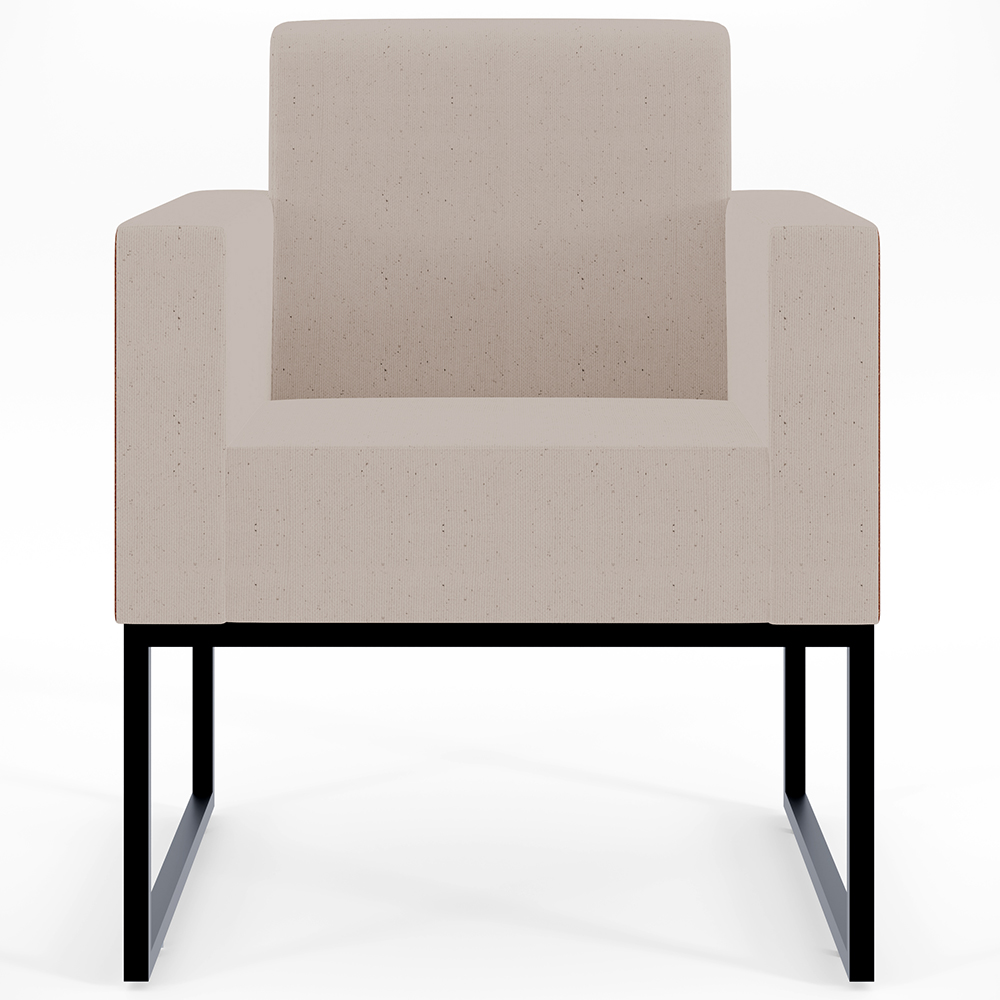 Kit 04 Poltronas Decorativas Sala Base Fixa Metal Helô L02 Linho Bege Couríssimo Camel - Lyam Decor