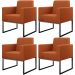 Kit 04 Poltronas Decorativas Sala Base Fixa Metal Helô L02 Tecido Terracota - Lyam Decor