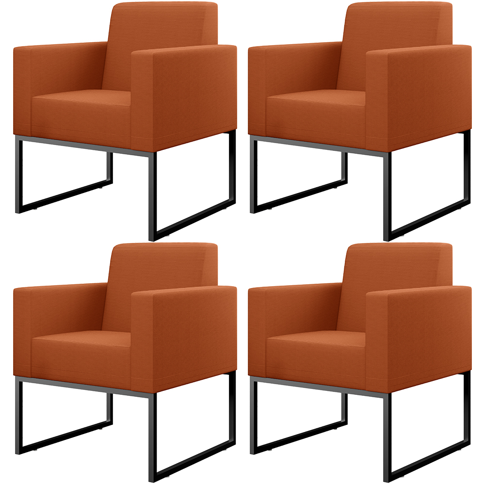 Kit 04 Poltronas Decorativas Sala Base Fixa Metal Helô L02 Tecido Terracota - Lyam Decor