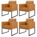 Kit 04 Poltronas Decorativas Sala Base fixa Metal Helô L02 Couríssimo Whisky - Lyam Decor