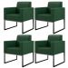 Kit 04 Poltronas Decorativas Sala Base fixa Metal Helô L02 Facto Verde Musgo - Lyam Decor