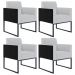 Kit 04 Poltronas Decorativas Sala Base fixa Metal Helô L02 Linho Cinza Couríssimo Preto - Lyam Decor