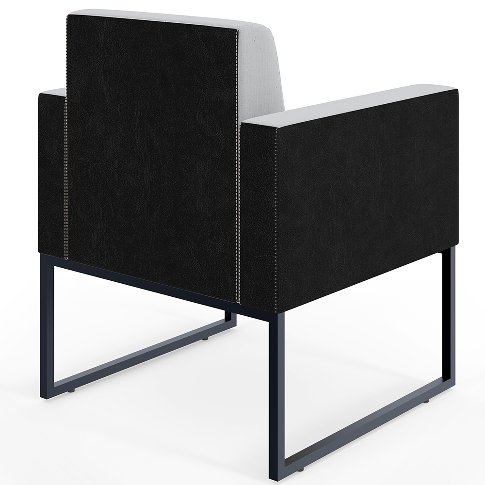 Kit 04 Poltronas Decorativas Sala Base fixa Metal Helô L02 Linho Cinza Couríssimo Preto - Lyam Decor