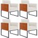Kit 04 Poltronas Decorativas Sala Base fixa Metal Helô L02 Linho Cru Couríssimo Camel - Lyam Decor