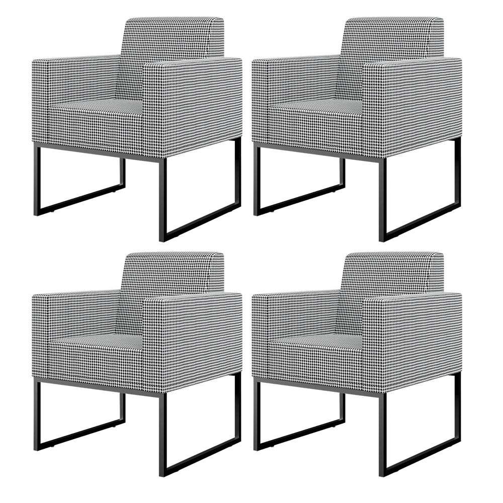 Kit 04 Poltronas Decorativas Sala Base fixa Metal Helô L02 Pied Poule - Lyam Decor
