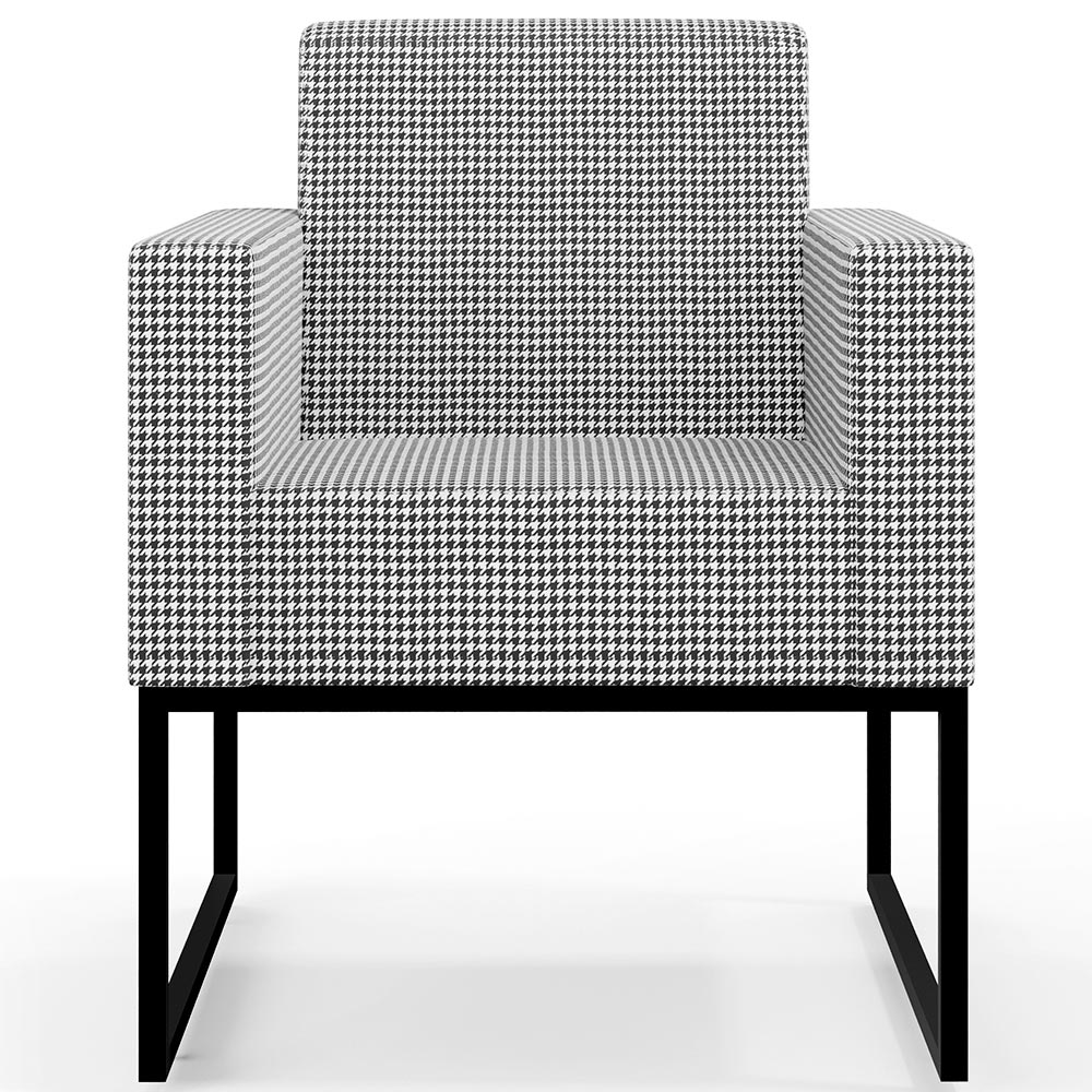 Kit 04 Poltronas Decorativas Sala Base fixa Metal Helô L02 Pied Poule - Lyam Decor