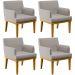 Kit 04 Poltronas Decorativas Sala De Estar Base Mel Beatriz W01 Linho Bege - Lyam Decor