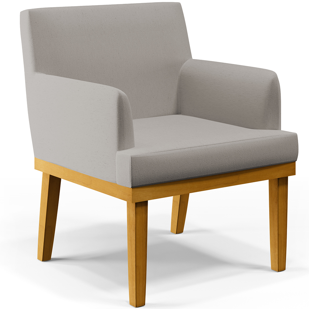 Kit 04 Poltronas Decorativas Sala De Estar Base Mel Beatriz W01 Linho Bege - Lyam Decor