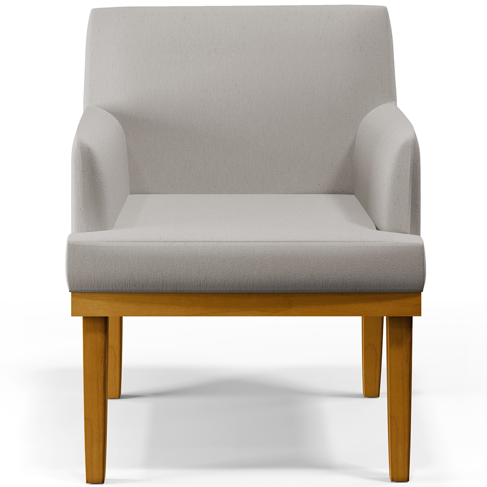 Kit 04 Poltronas Decorativas Sala De Estar Base Mel Beatriz W01 Linho Bege - Lyam Decor