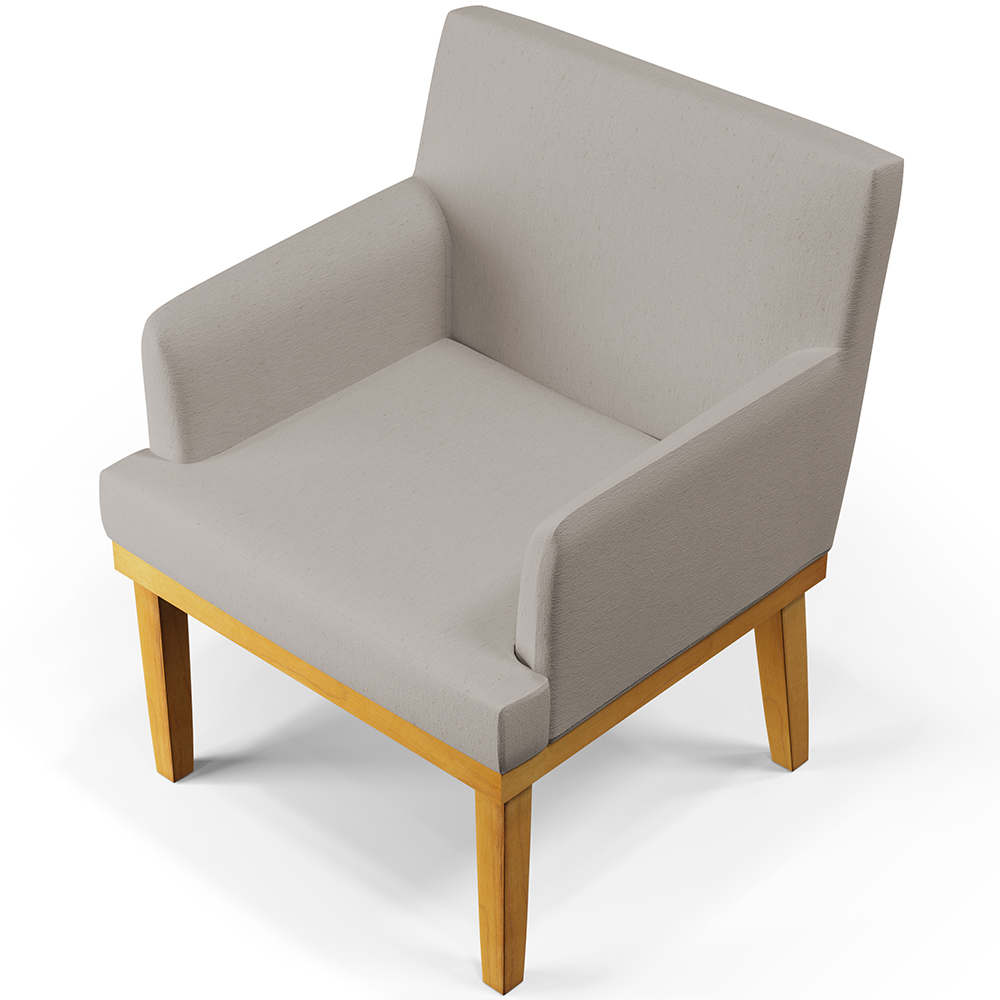 Kit 04 Poltronas Decorativas Sala De Estar Base Mel Beatriz W01 Linho Bege - Lyam Decor