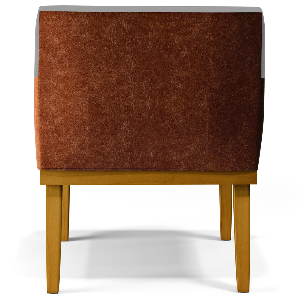 Kit 04 Poltronas Decorativas Sala Estar Beatriz W01 Linho Cinza Escuro Couríssimo Camel - Lyam Decor