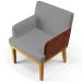 Kit 04 Poltronas Decorativas Sala Estar Beatriz W01 Linho Cinza Escuro Couríssimo Camel - Lyam Decor