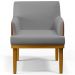 Kit 04 Poltronas Decorativas Sala Estar Beatriz W01 Linho Cinza Escuro Couríssimo Camel - Lyam Decor