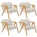 Kit 04 Poltronas Decorativas Sala Estar Pietra Estrutura De Madeira L02 Linho Champagne - Lyam Decor