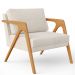 Kit 04 Poltronas Decorativas Sala Estar Pietra Estrutura De Madeira L02 Linho Champagne - Lyam Decor