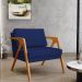 Kit 04 Poltronas Decorativas Sala Pietra Estrutura De Madeira L02 Suede Azul Marinho - Lyam Decor