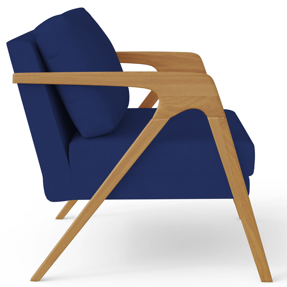 Kit 04 Poltronas Decorativas Sala Pietra Estrutura De Madeira L02 Suede Azul Marinho - Lyam Decor