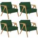 Kit 04 Poltronas Decorativas Sala Pietra Estrutura De Madeira L02 Suede Verde Musgo - Lyam Decor