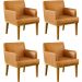 Kit 04 Poltronas Decorativas Sala de Estar Base Mel Beatriz W01 Couríssimo Whisky - Lyam Decor